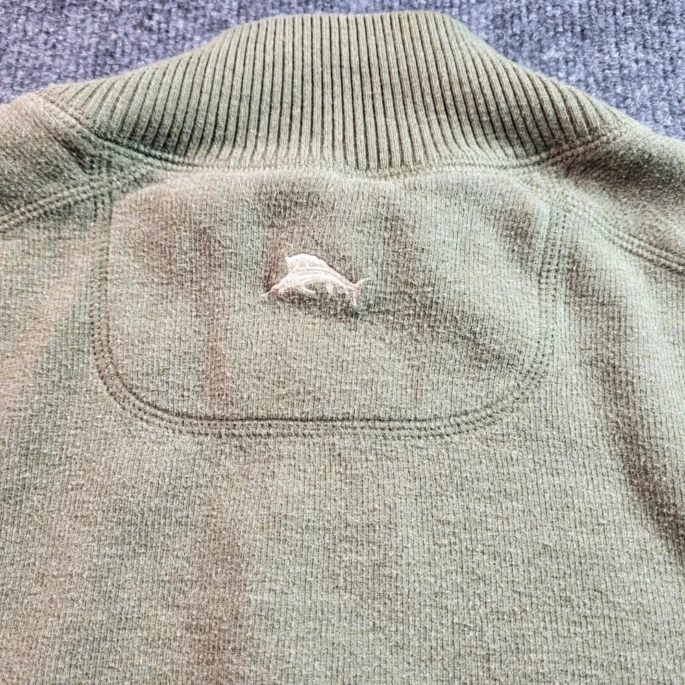 Tommy Bahama Mens Quarter Zip Pullover Sweater Olive Green Large